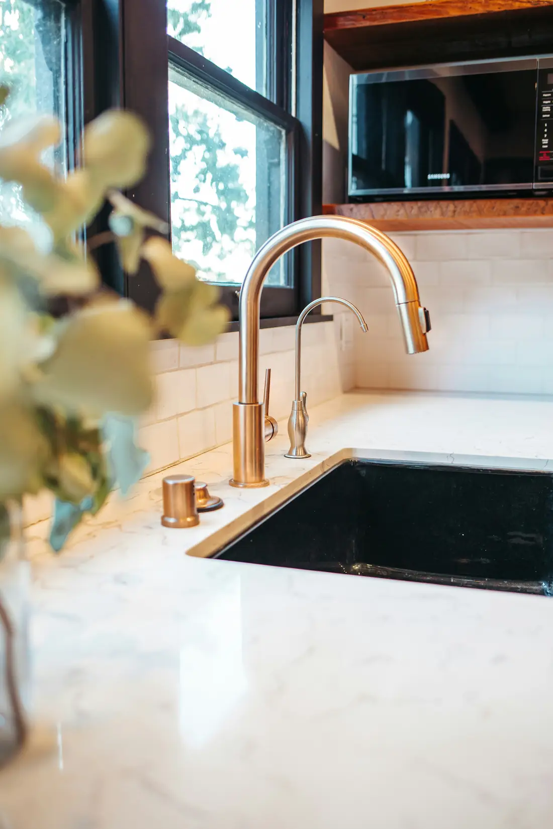 Sunlit kitchen faucet